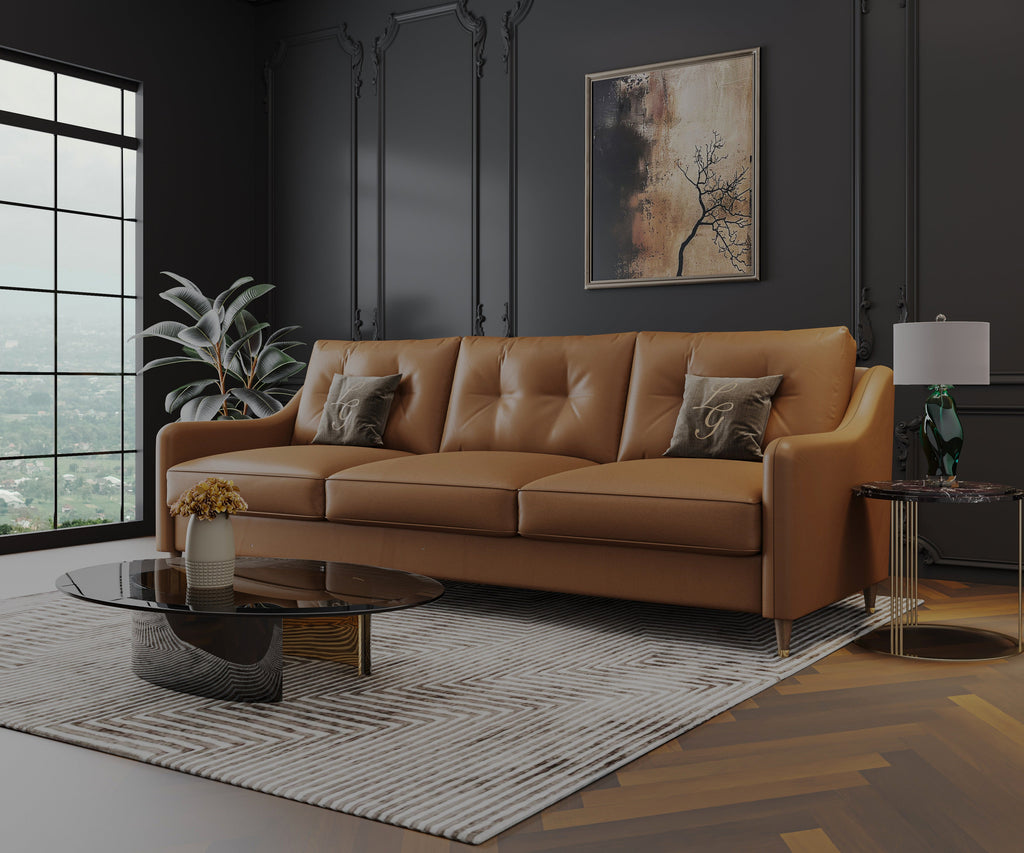 Cherry Leather Sofa 3+1+1 Seater