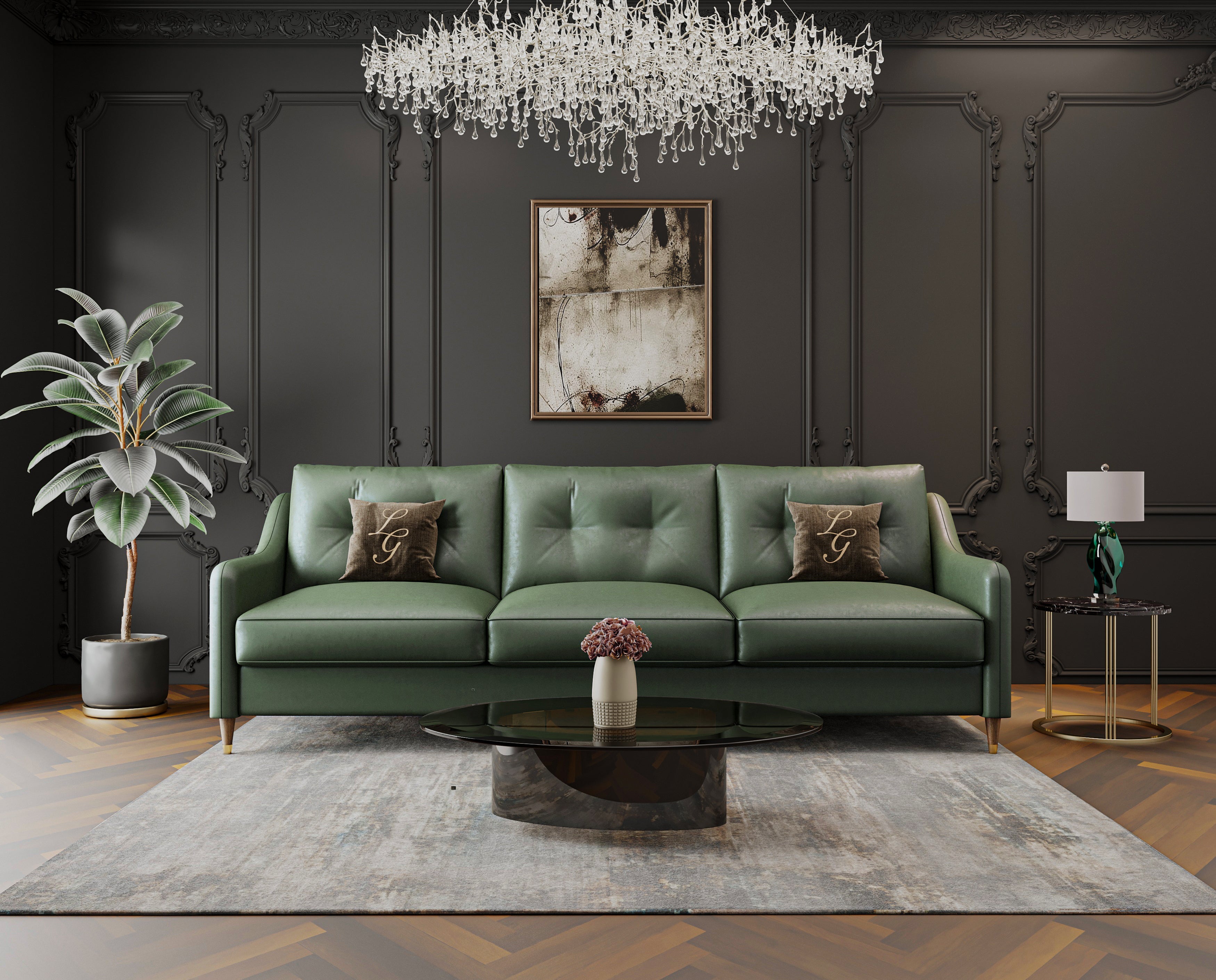 Cherry Leather Sofa 3+1+1 Seater