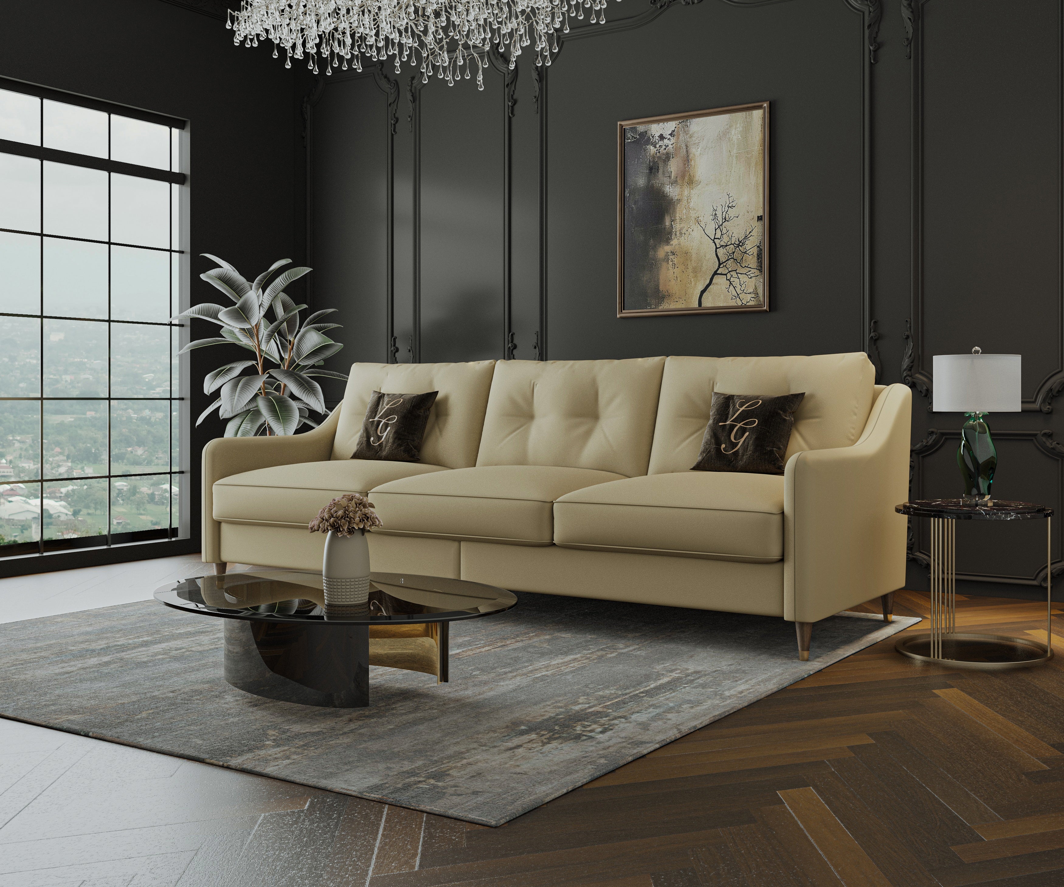 Cherry Leather Sofa 3+1+1 Seater