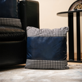 Blue Houndstooth Cow Leather Cushion – Bold Texture | Leather Galleria