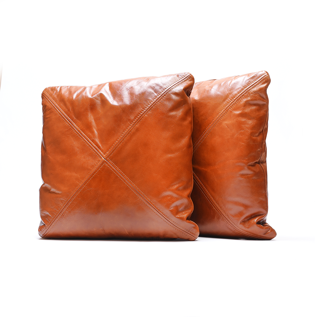 Cross Pattern Cushion – Modern Contrast Design | Leather Galleria