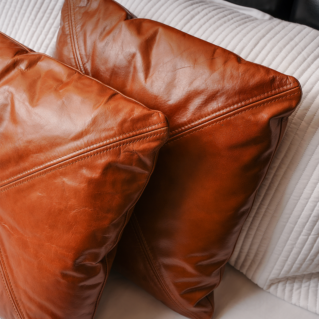 Cross Pattern Cushion – Modern Contrast Design | Leather Galleria