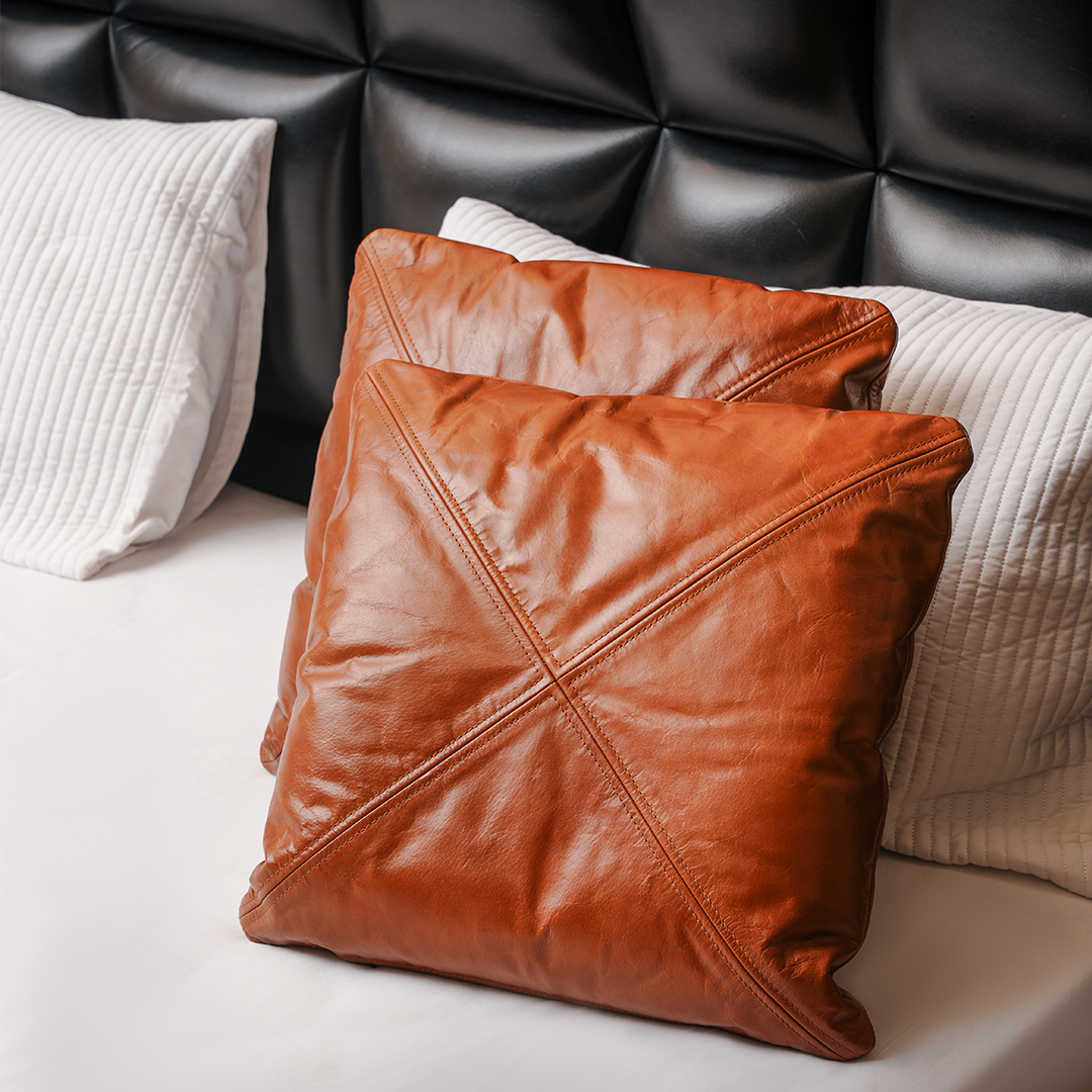 Cross Pattern Cushion – Modern Contrast Design | Leather Galleria