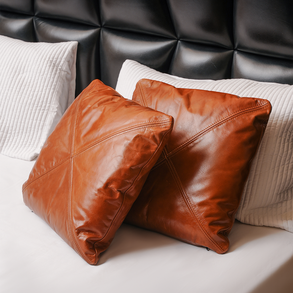 Cross Pattern Cushion – Modern Contrast Design | Leather Galleria