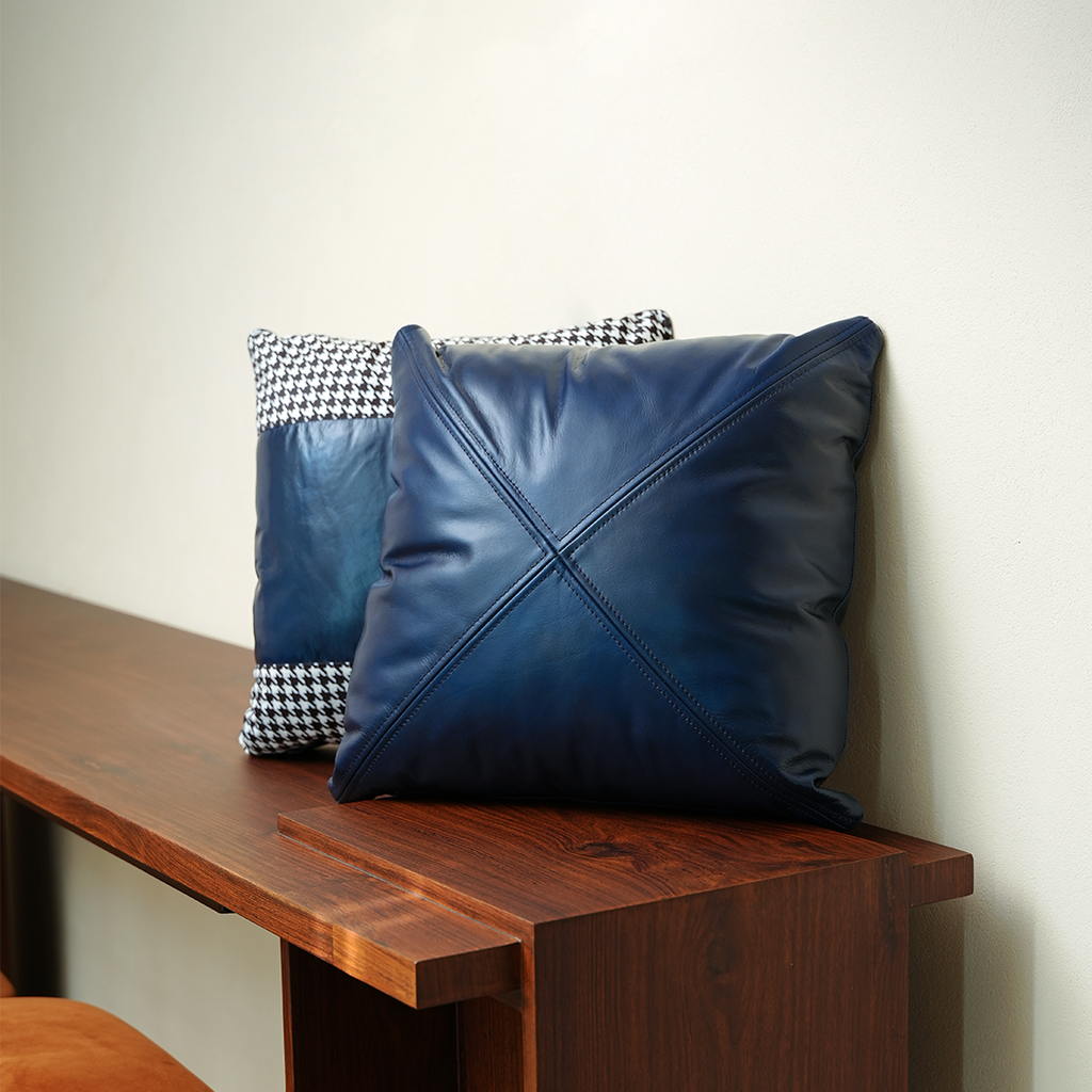 Cross Pattern Cushion – Modern Contrast Design | Leather Galleria