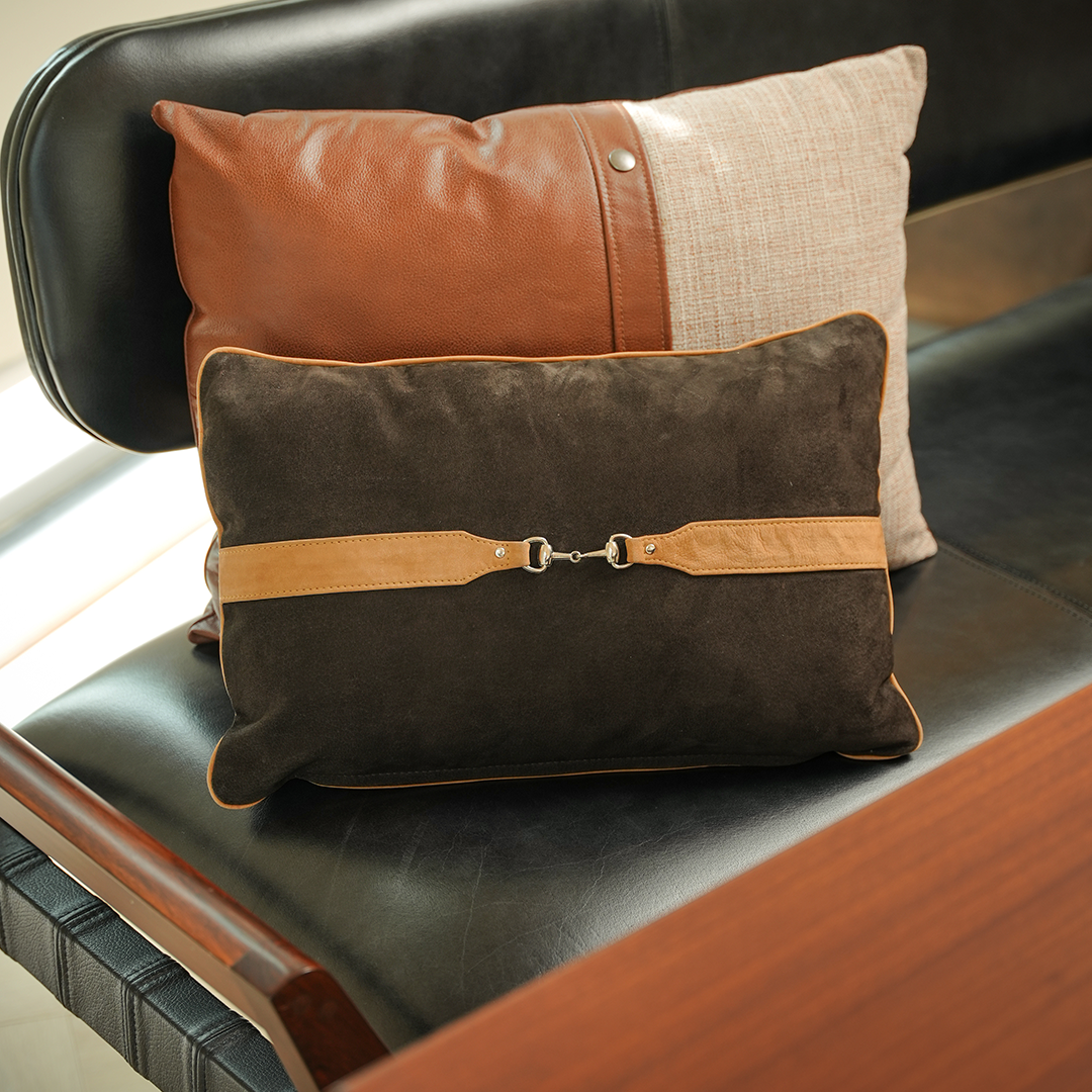 Rustic Bit Cushion – Textured Charm in Leather | Leather Galleria