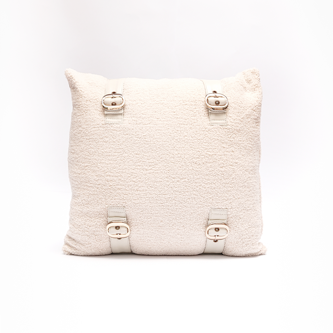 White Buckle Cushion – Modern Sophistication Meets Subtle Luxury | Leather Galleria