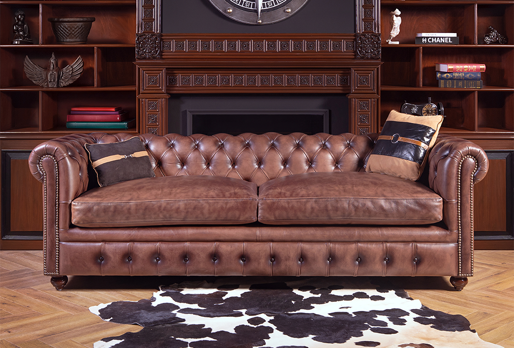 Cromewell Chesterfield Leather Sofa – Handwaxed