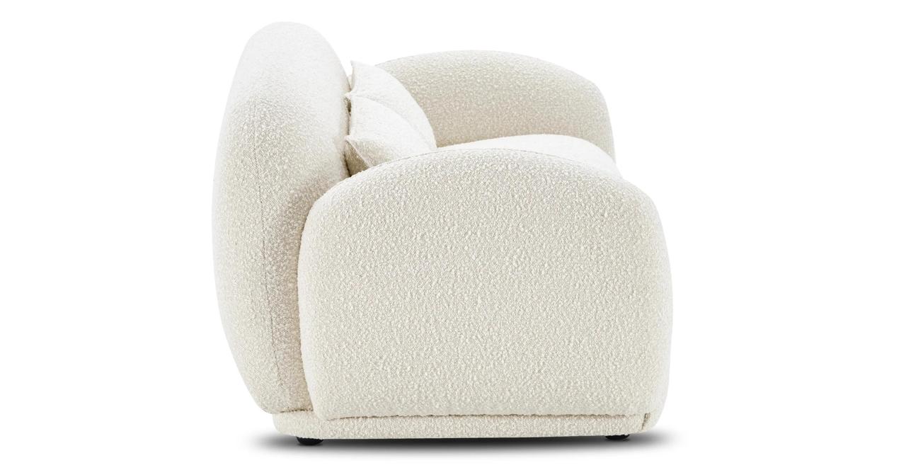 Side view Ivory 3-Seater Snug Sofa, Perfect for Cozy Living Rooms - Comfortable, Stylish, and Elegant Seating Option