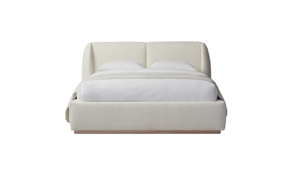Full view Snug Fabric Upholstered Bed with a cozy design, perfect for adding comfort to your bedroom space
