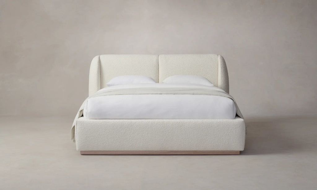 Full view with mattress Snug Fabric Upholstered Bed with a cozy design, perfect for adding comfort to your bedroom space