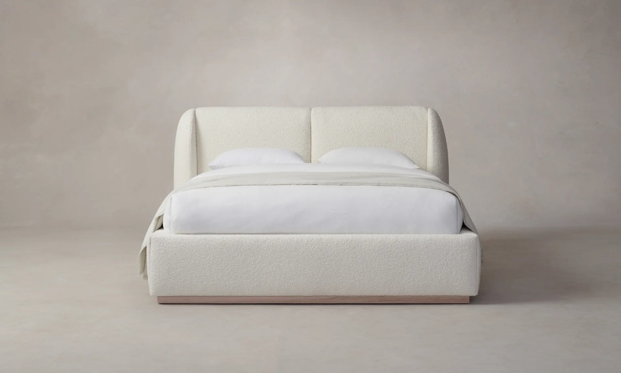 Full view with mattress Snug Fabric Upholstered Bed with a cozy design, perfect for adding comfort to your bedroom space