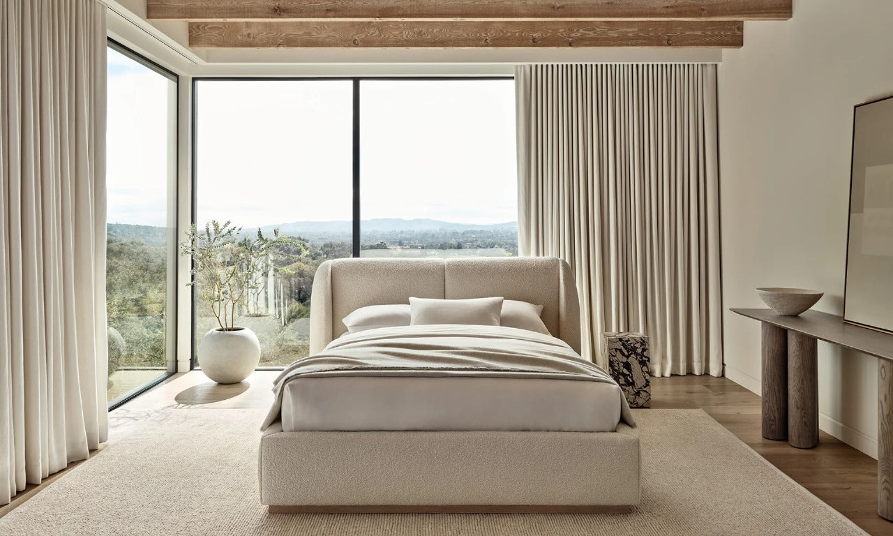 Snug Fabric Upholstered Bed with a cozy design, perfect for adding comfort to your bedroom space